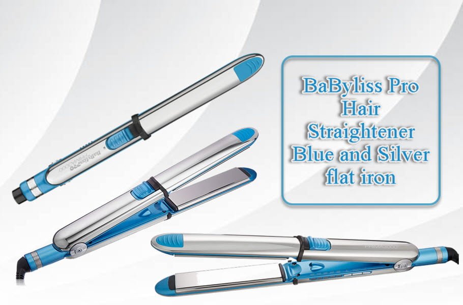 Blue and Silver flat iron  - babyliss pro hair straightener blue and silver flat iron 1 - BaByliss Pro Hair Straightener Blue and Silver flat iron