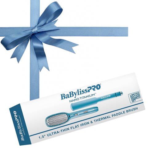 BaByliss PRO Nano Titanium Ultra-Thin Flat Iron 1-1/2" With Thermal Paddle Brush Prepack: The Perfect Gift for Smooth & Straight Hair Lovers